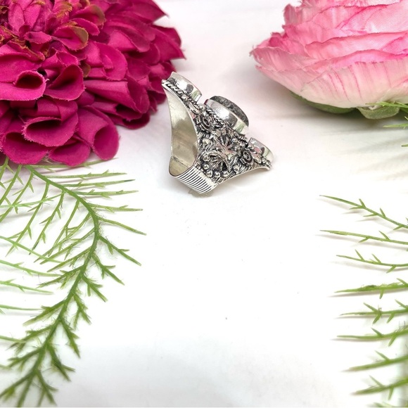 NEW⚜️STERLING SILVER Smoky Quartz Ornate Ring - Picture 5 of 12